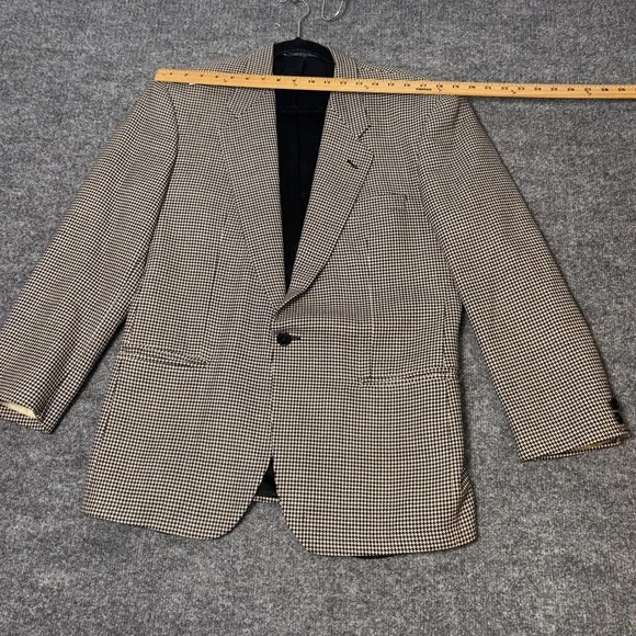 Lubiam Blazer Mens 48 Beige Houndstooth Virgin Wool Made In Italy Sport Coat